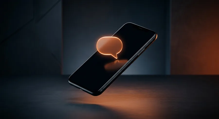 Smartphone with a glowing chat bubble