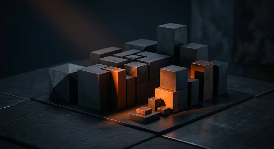 Blocks of different heights, some highlighted in orange: funding rates by company size