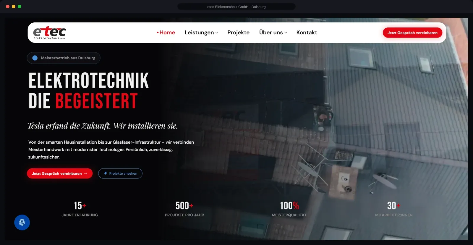 etec Elektrotechnik — website, careers & PV calculator