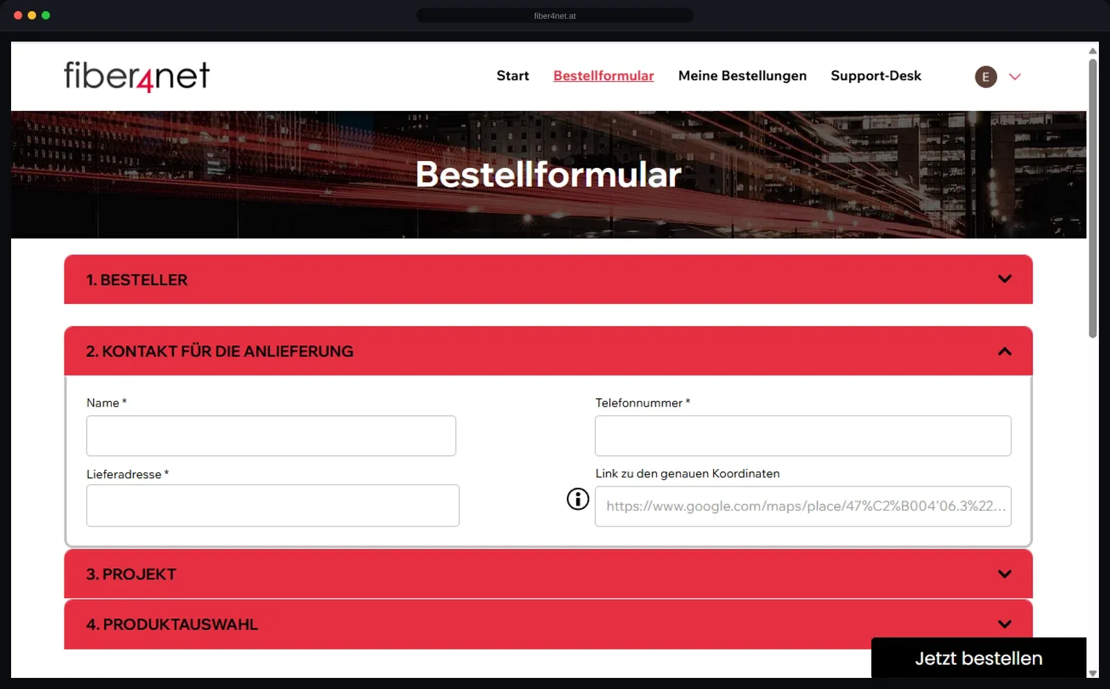 fiber4net – Fully integrated order processing