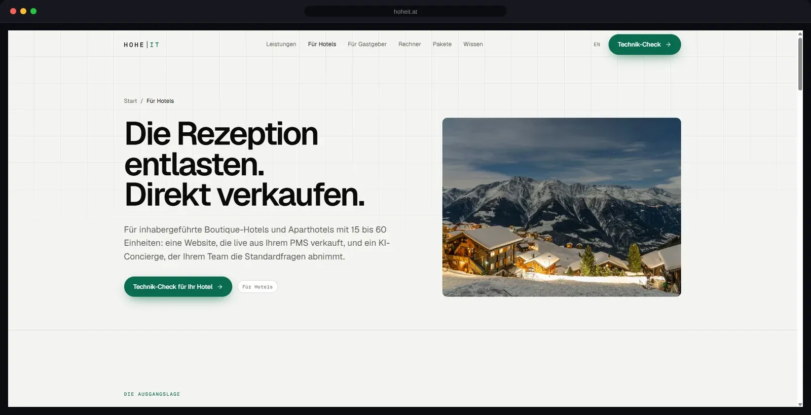 Landingpage für Gastgeber