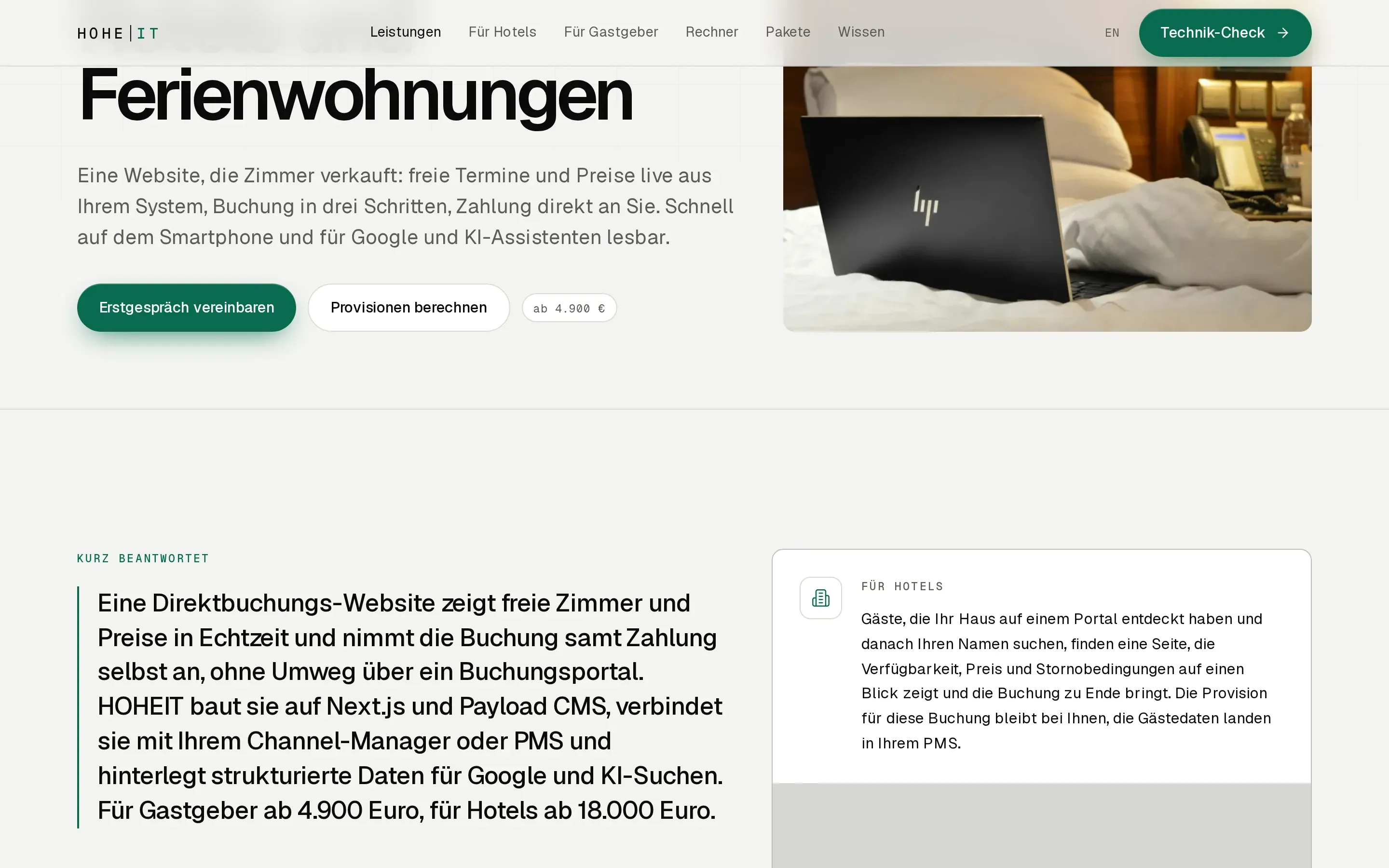 Direktbuchung: Live-Verfügbarkeit aus dem Channel-Manager statt Portal-Weiterleitung